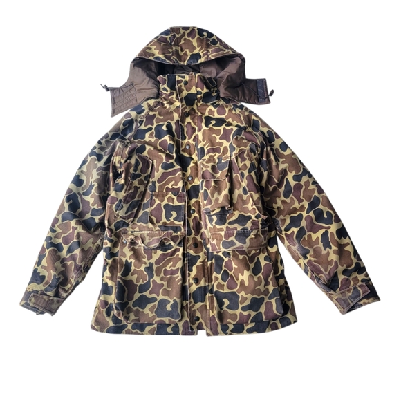 Woolrich Vintage Duck Camo 3 In 1 Goretex Hunting Jacket Hooded 80s Unisex Small - Picture 1 of 11